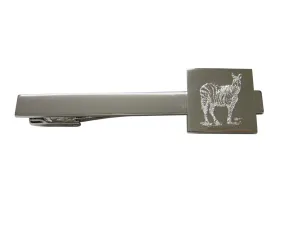 Silver Toned Etched Zebra Square Tie Clip