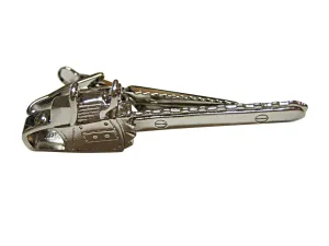 Silver Toned Full Chainsaw Tie Clip