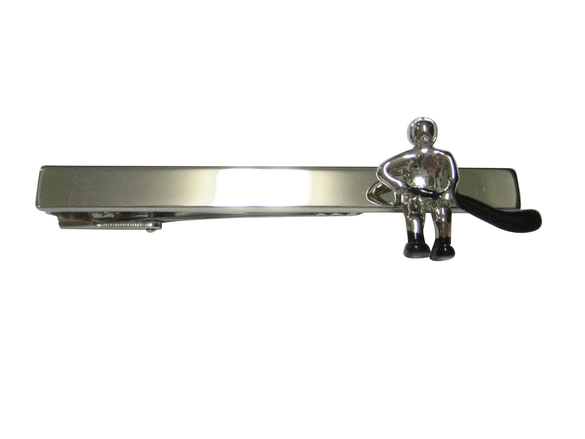 Silver Toned Hockey Player Tie Clip