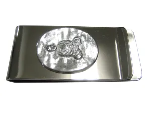 Silver Toned Oval Buddha Buddhism Money Clip