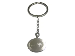 Silver Toned Oval Etched Anatomical Neuron Nerve Cell Pendant Keychain
