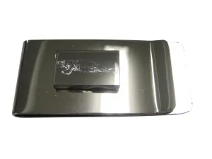 Silver Toned Rectangular Etched Manatee Money Clip