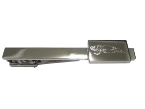 Silver Toned Rectangular Etched Manatee Tie Clip