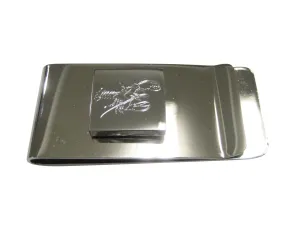 Silver Toned Square Etched Lobster Money Clip