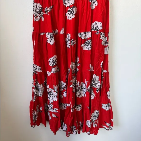 Size L Free People Rita Tiered Red Dress