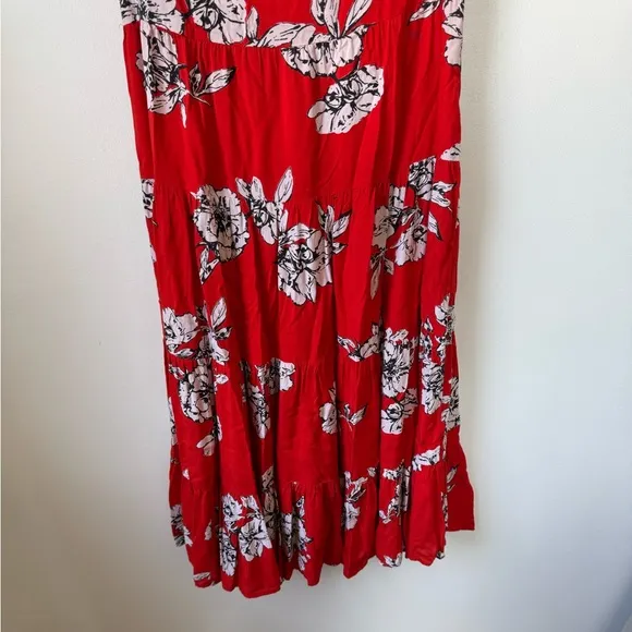 Size L Free People Rita Tiered Red Dress