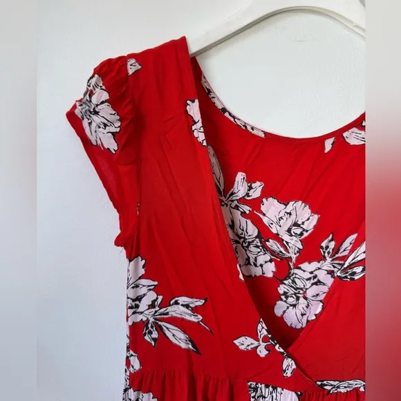 Size L Free People Rita Tiered Red Dress