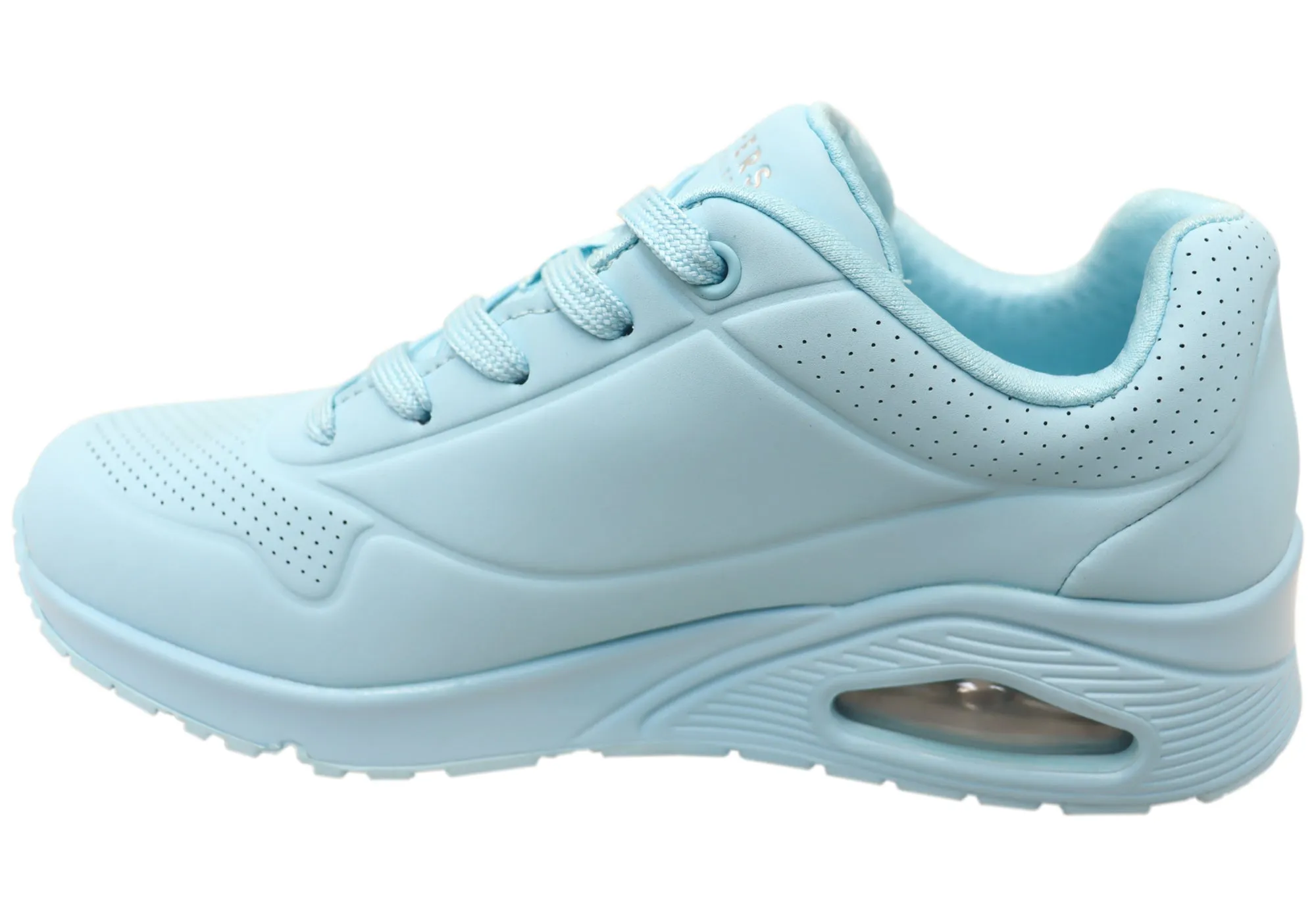 Skechers Womens Uno Stand On Air Memory Foam Shoes Light Blue