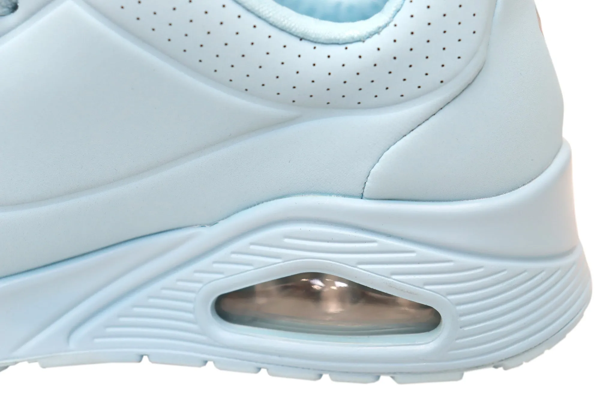 Skechers Womens Uno Stand On Air Memory Foam Shoes Light Blue