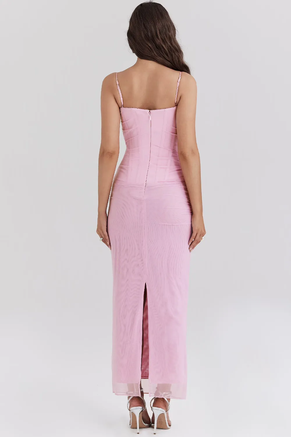Slip Dress – Lace Trim & Ruched Sides – Elegant Evening Look