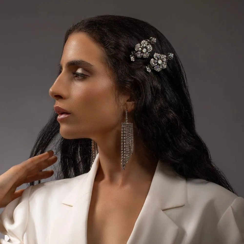 Small Crystal Flower Hair Claw Clip