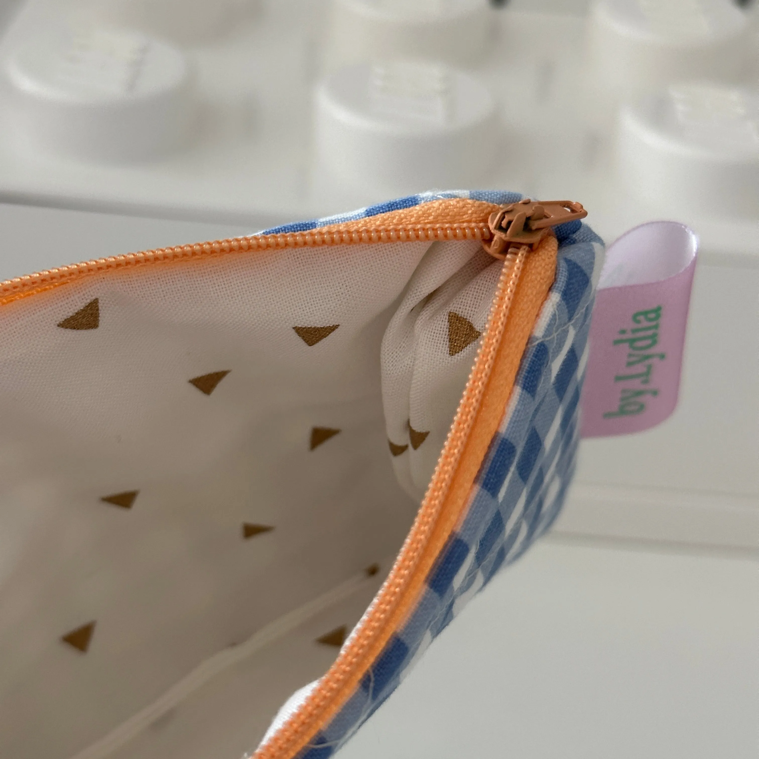 Small Flat Pouch - Blue Gingham