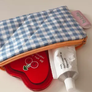Small Flat Pouch - Blue Gingham