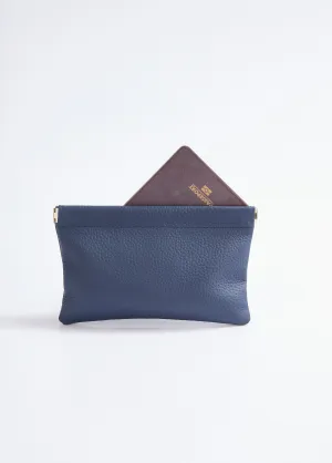 Small leather pouch with rigid closure