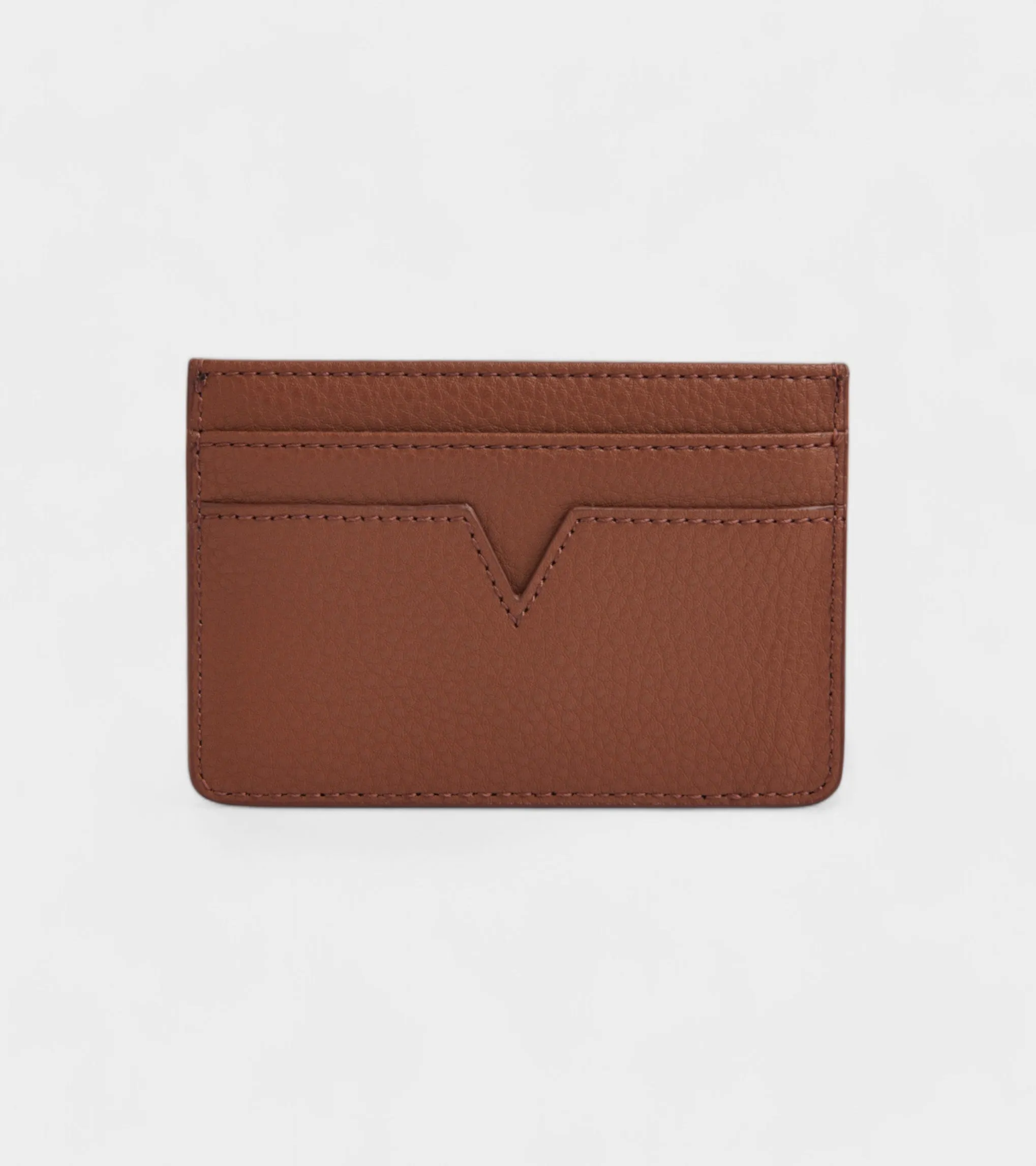 Sol Vegan Bio-Based Bamboo leather card holder in brown