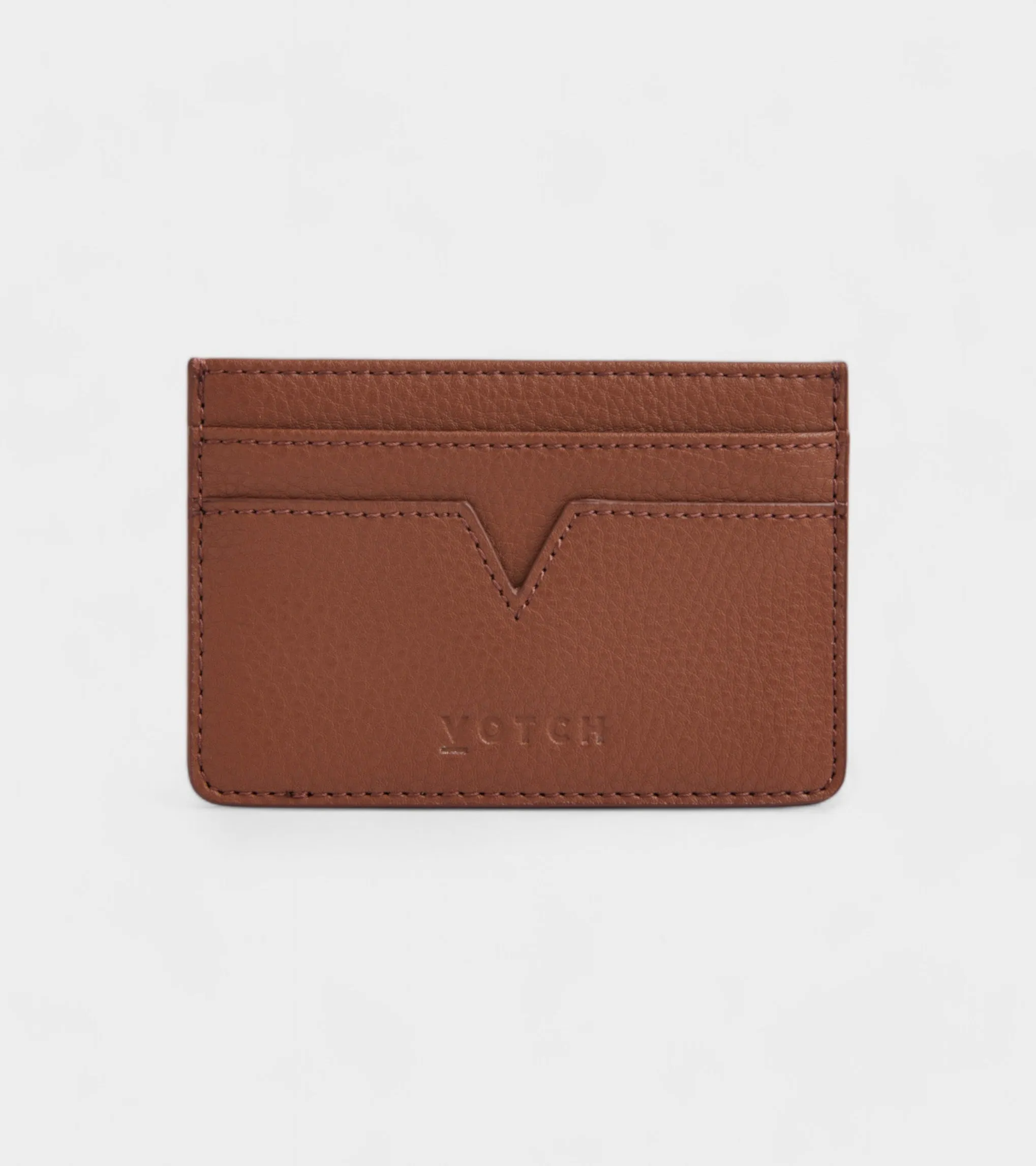 Sol Vegan Bio-Based Bamboo leather card holder in brown