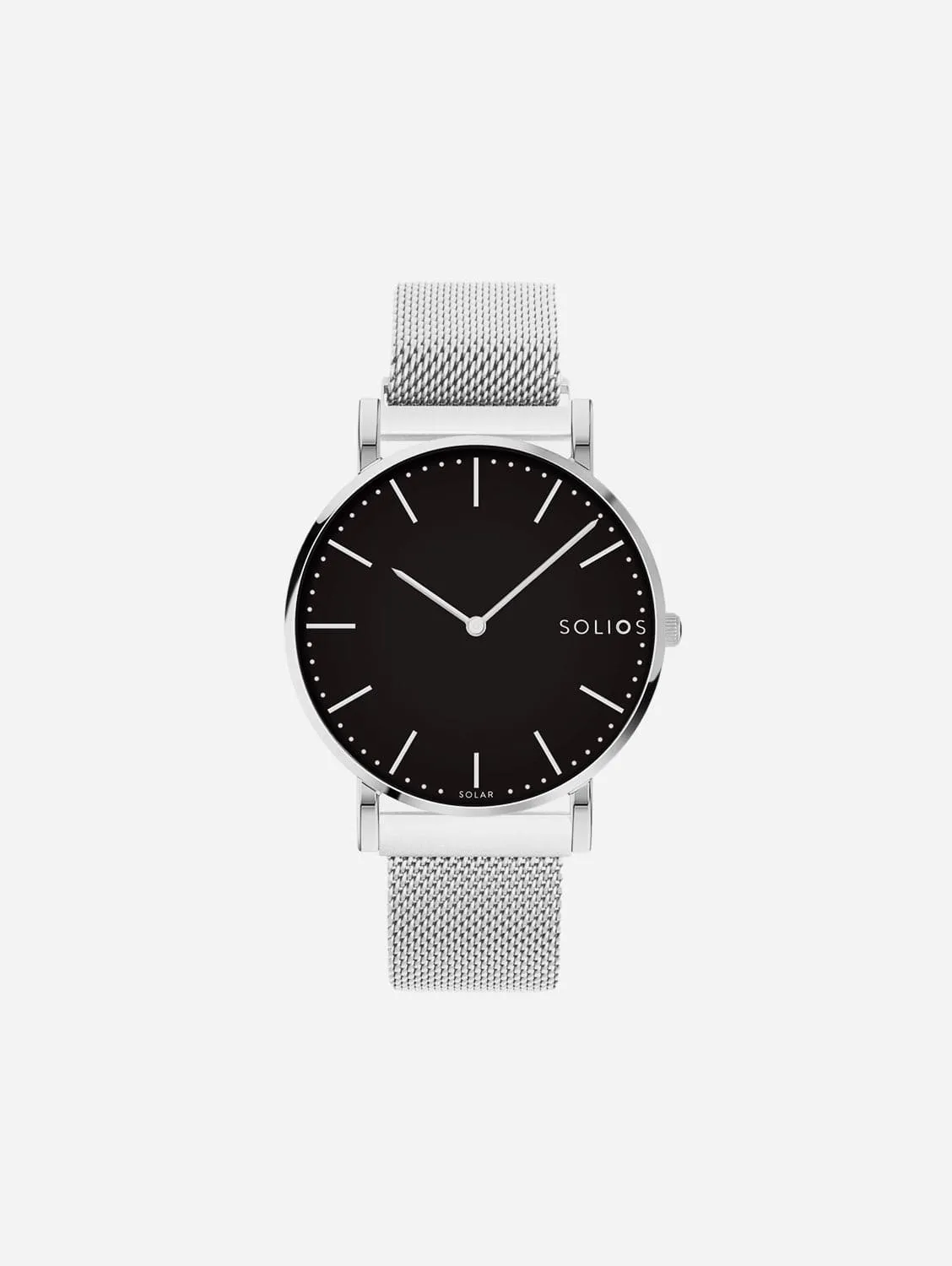 Solar Watch with Black & Silver Dial | Silver Mesh Strap