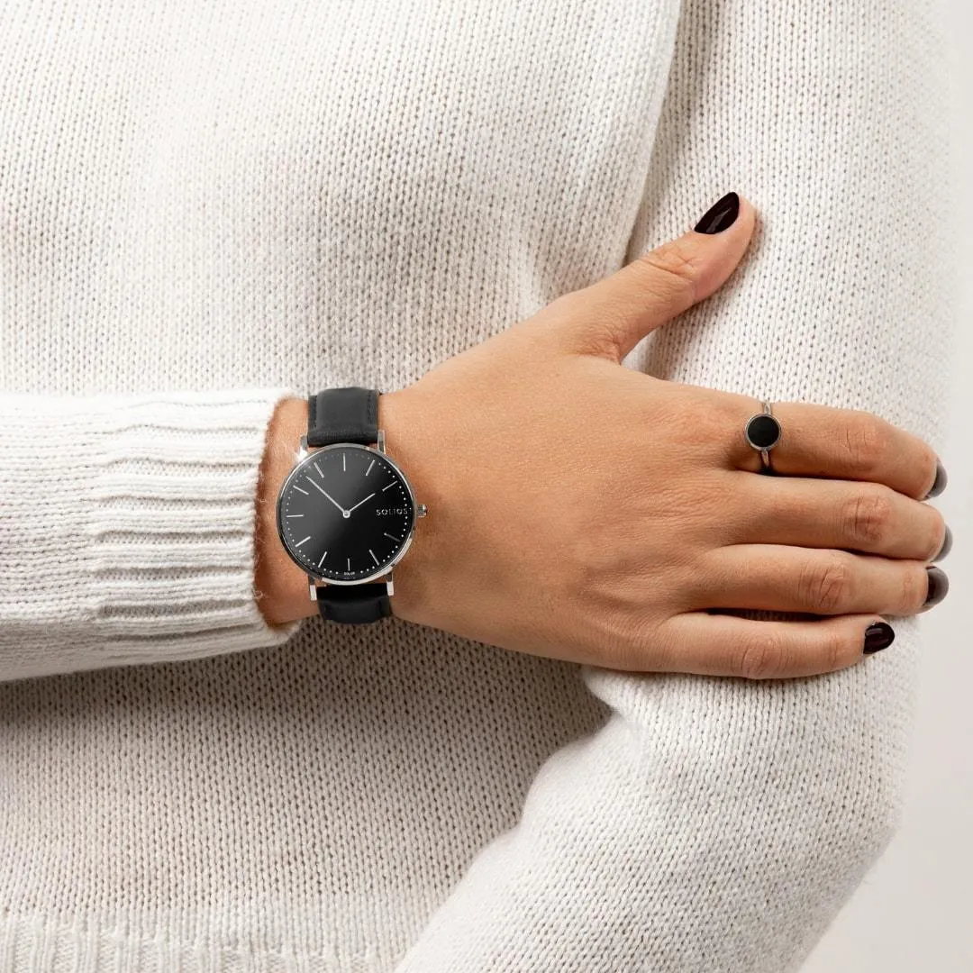 Solar Watch with Black & Silver Dial | Silver Mesh Strap