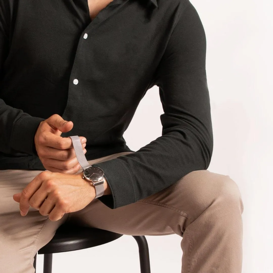 Solar Watch with Black & Silver Dial | Silver Mesh Strap