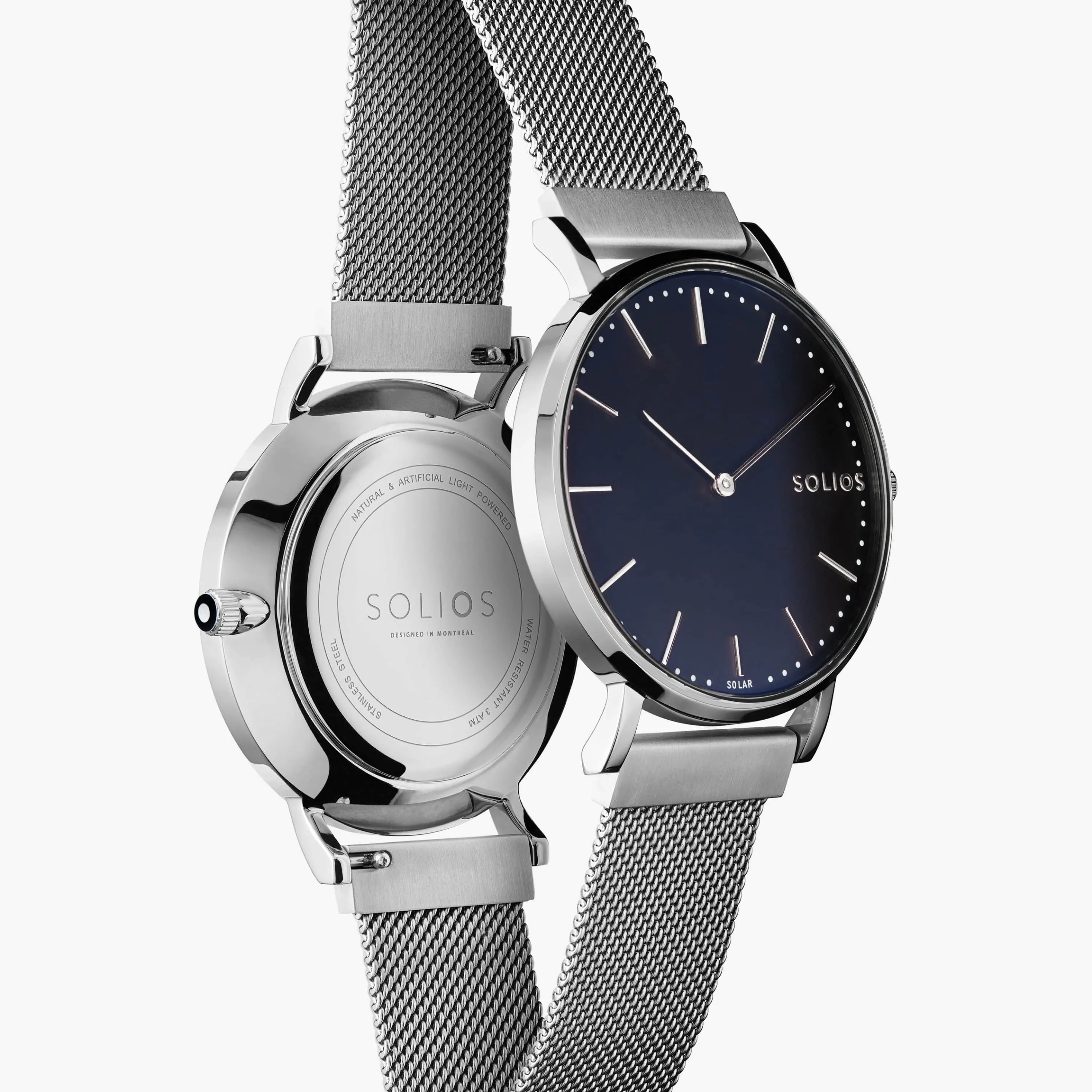 Solar Watch with Black & Silver Dial | Silver Mesh Strap