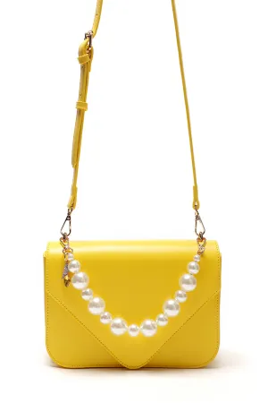 Solid Flap Pearl Handbag