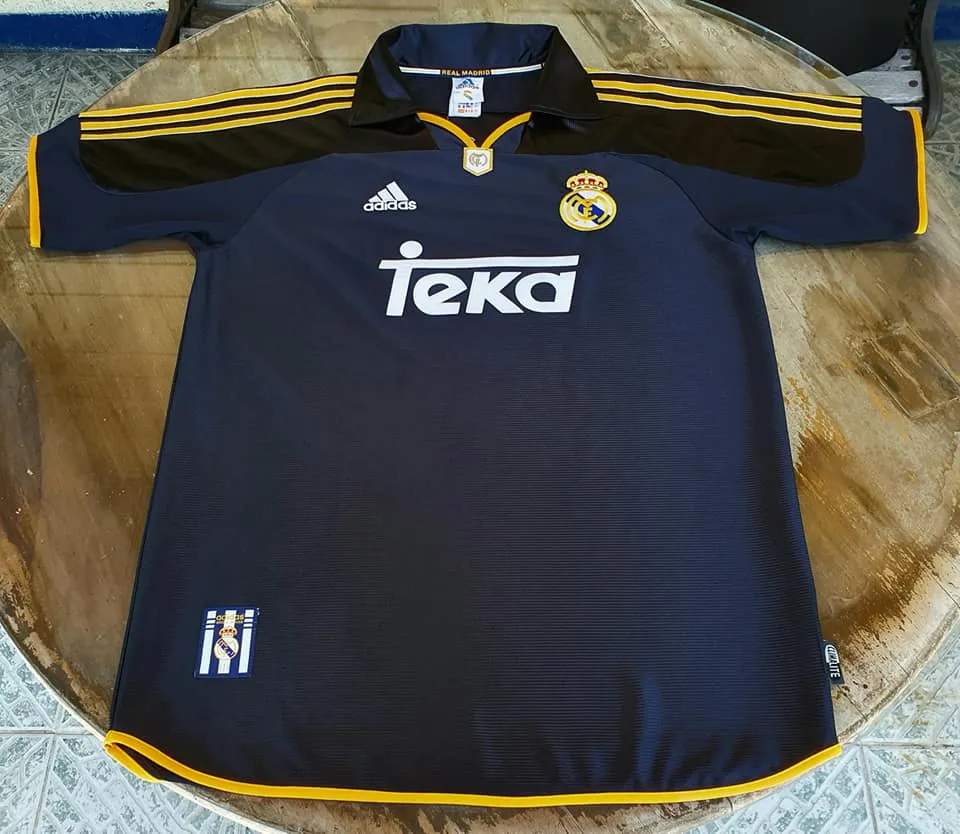 SPANISH LA LIGA REAL MADRID 1999 -2001 UEFA CHAMPIONS LEAGUE AWAY JERSEY ADIDAS SHIRT CAMISETA  LARGE  CODE # 627114  SOLD OUT!!