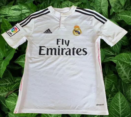 SPANISH LA LIGA REAL MADRID 2014-2015 UEFA SUPER CUP & FIFA CLUB WORLD CUP CHAMPION RONALDO 7 JERSEY ADIDAS SHIRT CAMISETA 13-14 YRS # F49664   SOLD !!