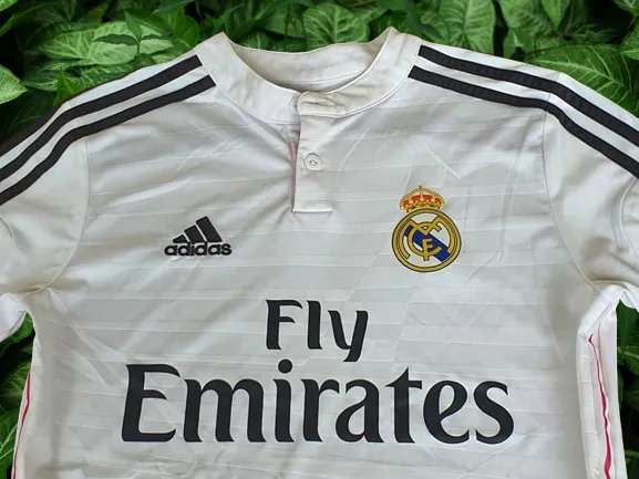 SPANISH LA LIGA REAL MADRID 2014-2015 UEFA SUPER CUP & FIFA CLUB WORLD CUP CHAMPION RONALDO 7 JERSEY ADIDAS SHIRT CAMISETA 13-14 YRS # F49664   SOLD !!
