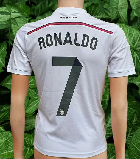 SPANISH LA LIGA REAL MADRID 2014-2015 UEFA SUPER CUP & FIFA CLUB WORLD CUP CHAMPION RONALDO 7 JERSEY ADIDAS SHIRT CAMISETA 13-14 YRS # F49664   SOLD !!