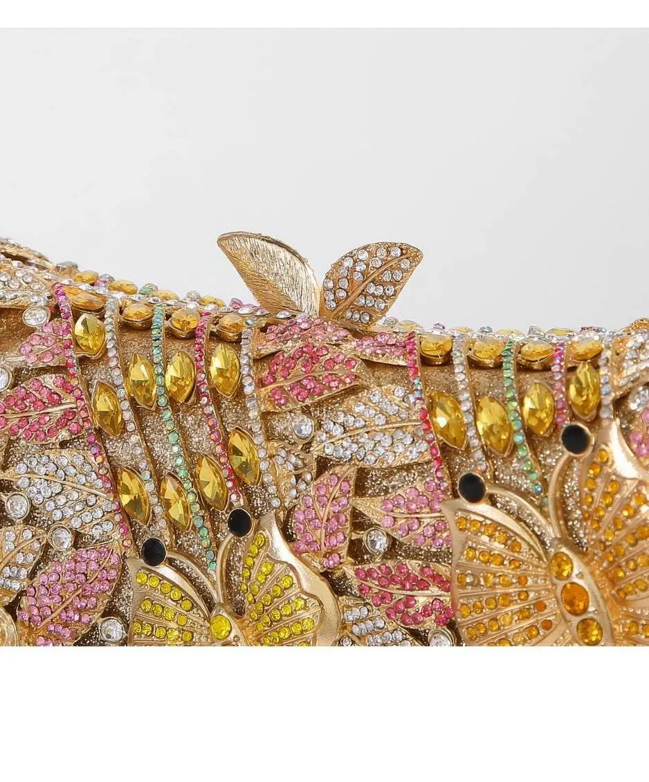 Sparkling Butterfly Floral Rhinestone Clutch Purse