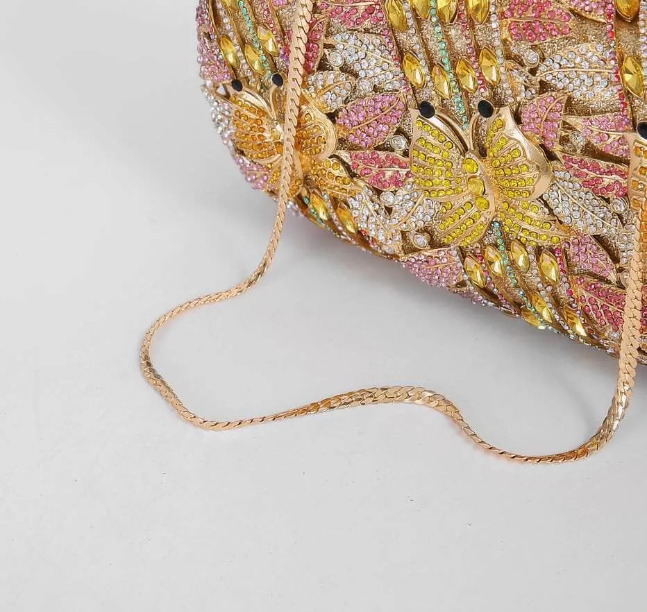 Sparkling Butterfly Floral Rhinestone Clutch Purse