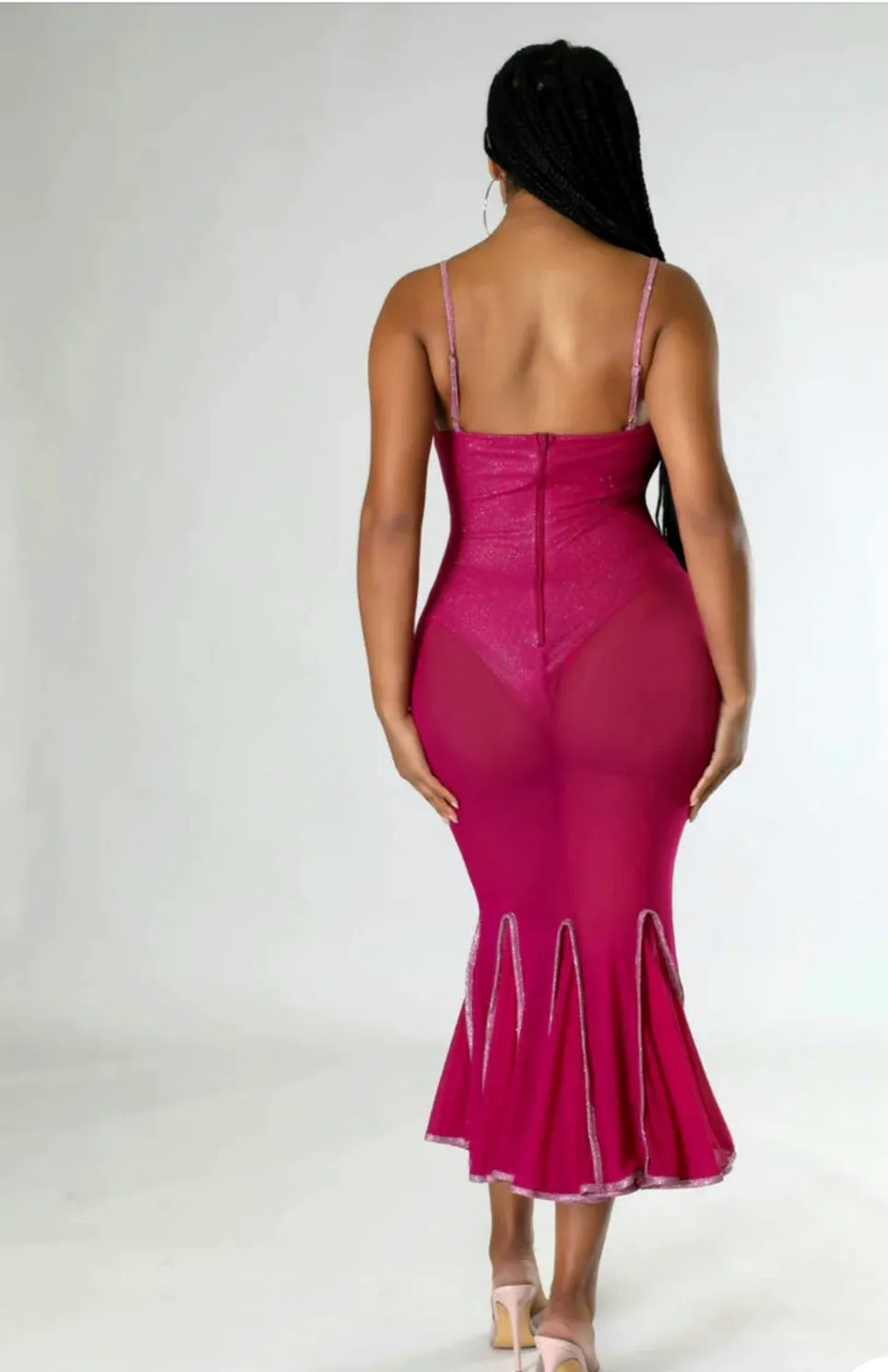 STARLIGHT PINK MEST RUFFLE DRESS