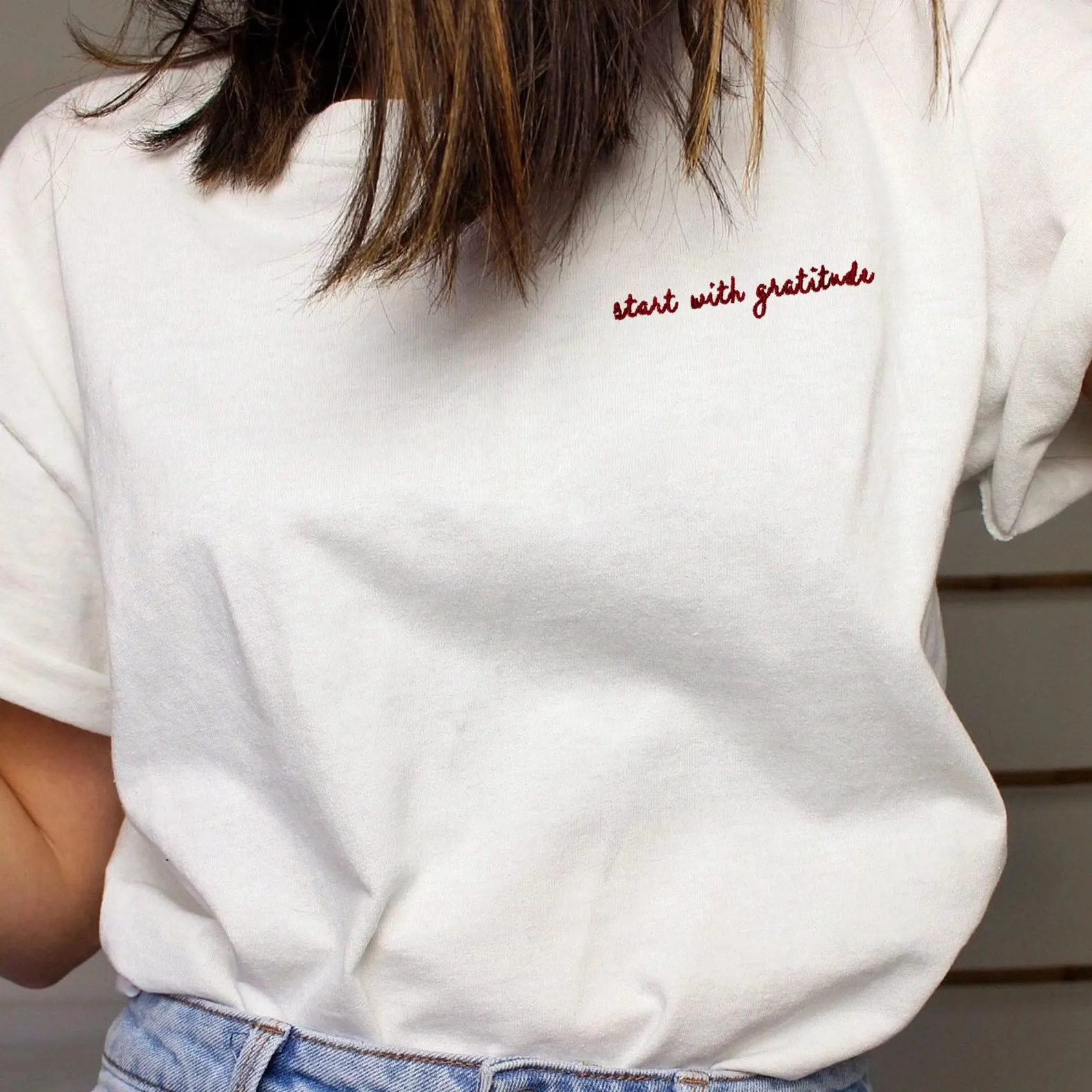 Start with gratitude Embroidered Unisex T-Shirt