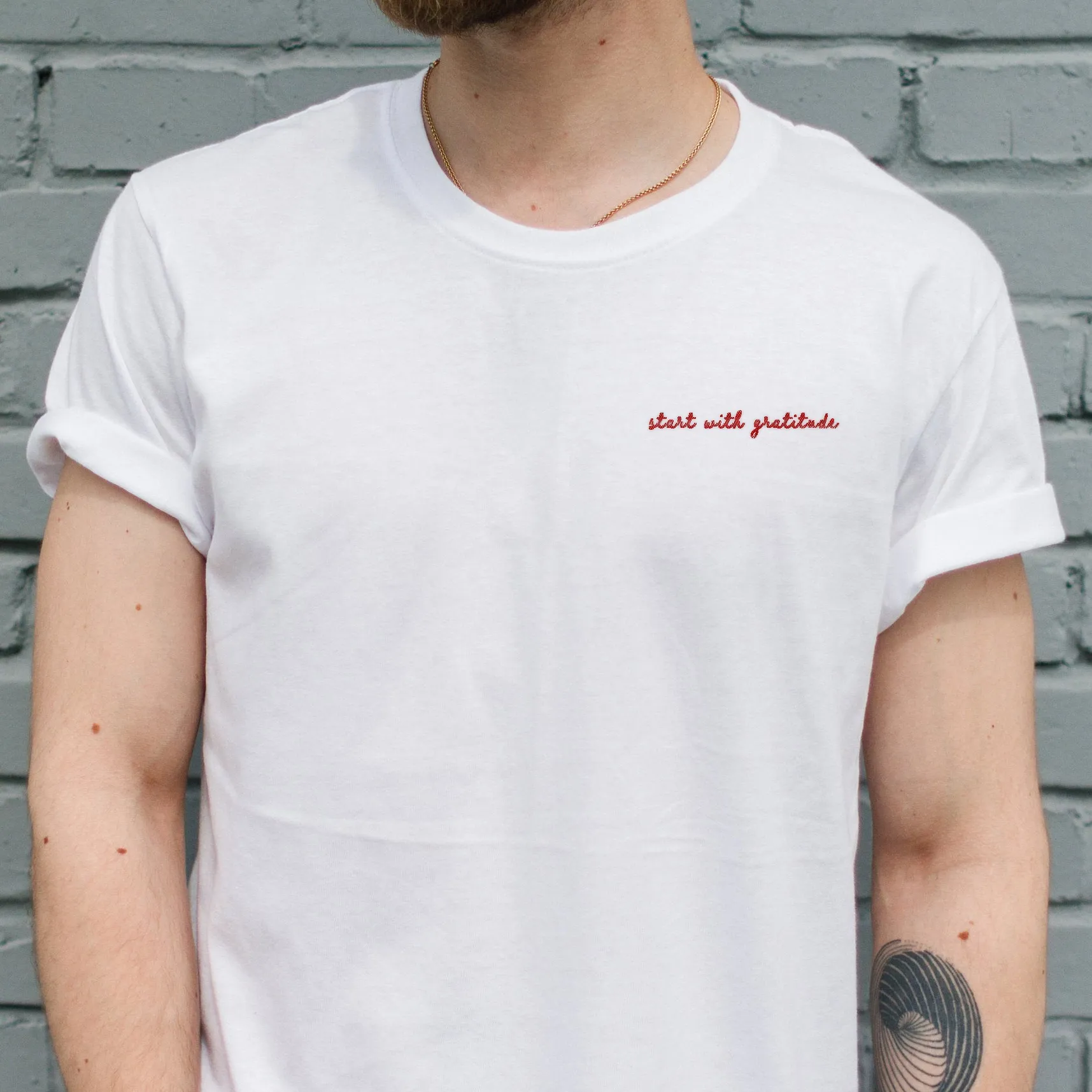 Start with gratitude Embroidered Unisex T-Shirt