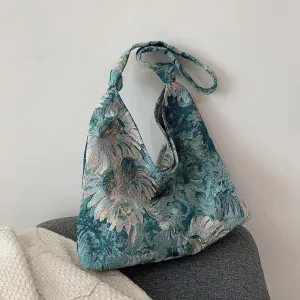STOREXQ Foreign Trade Large Capacity Women Bags  Simplicity Canvas Bag Oil Painting Ethnic Style Shoulder Bag Tote Portable Bucket Bag