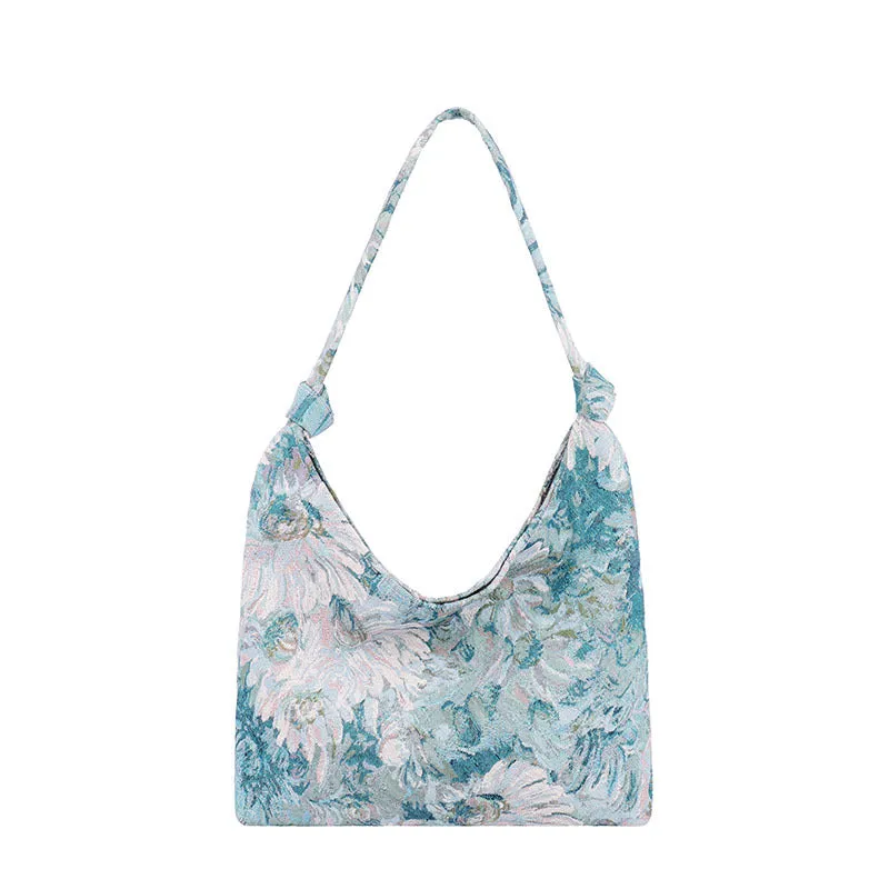 STOREXQ Foreign Trade Large Capacity Women Bags  Simplicity Canvas Bag Oil Painting Ethnic Style Shoulder Bag Tote Portable Bucket Bag