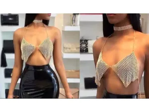 Studded Bra chain necklace