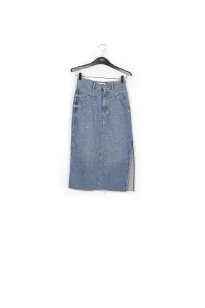 Studded denim pencil skirt