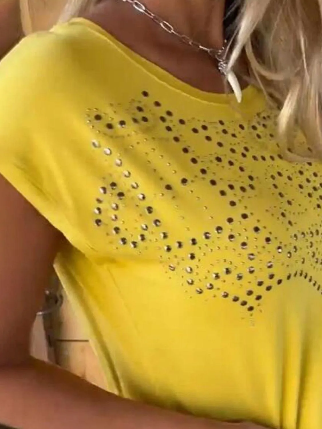 Studded Fringe Cap Sleeve Shirt