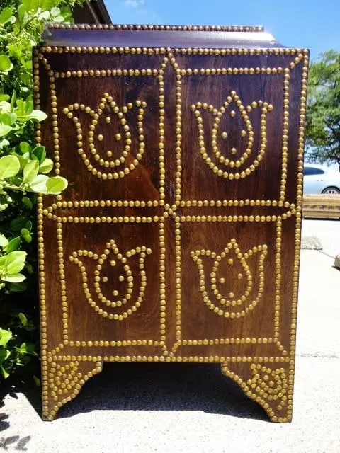 Studded Peruvian Mahogany Wood Chest