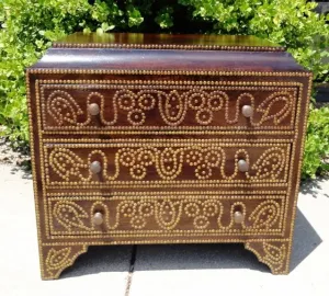Studded Peruvian Mahogany Wood Chest