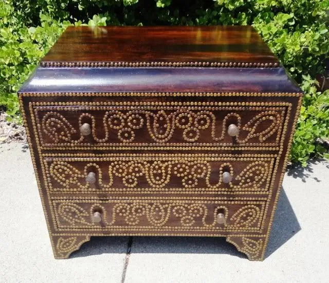 Studded Peruvian Mahogany Wood Chest