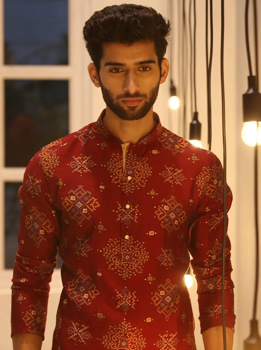 Stylish Maroon Printed Kurta | The Kurta Company