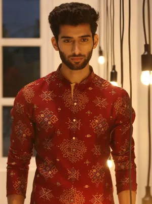 Stylish Maroon Printed Kurta | The Kurta Company
