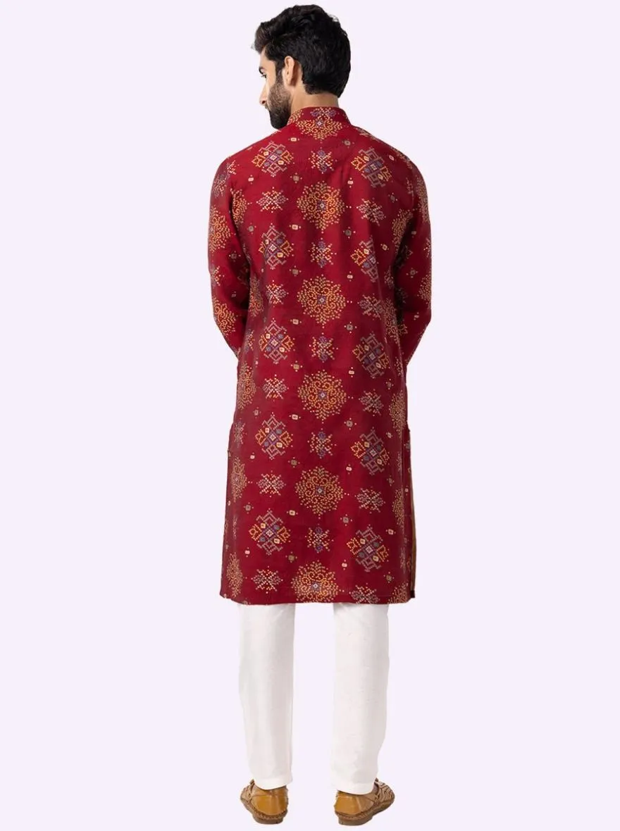 Stylish Maroon Printed Kurta | The Kurta Company