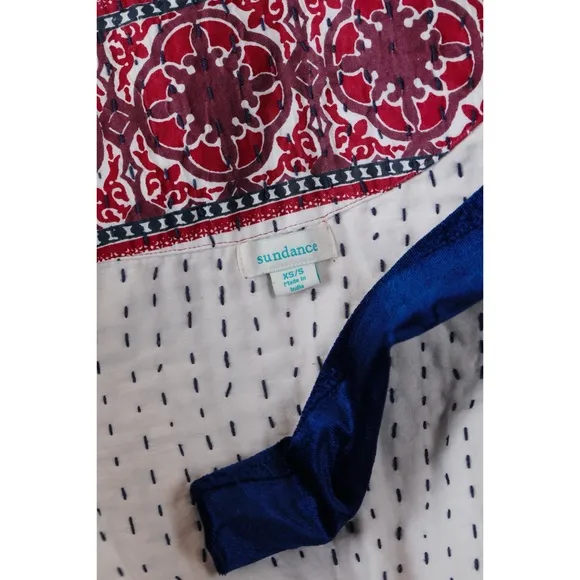 Sz XS/S Sundance Cascade Ridge Red Quilted Cotton Demask Kimono Robe GUC