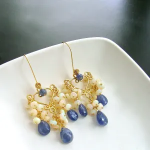 Tanzanite Opal Cluster Chandelier Earrings - Laudine Earrings