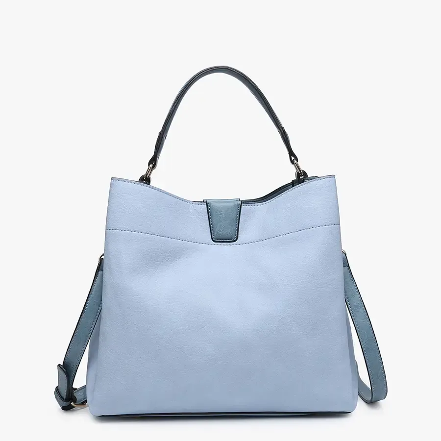 Tati Aqua-Blue Monogram Satchel