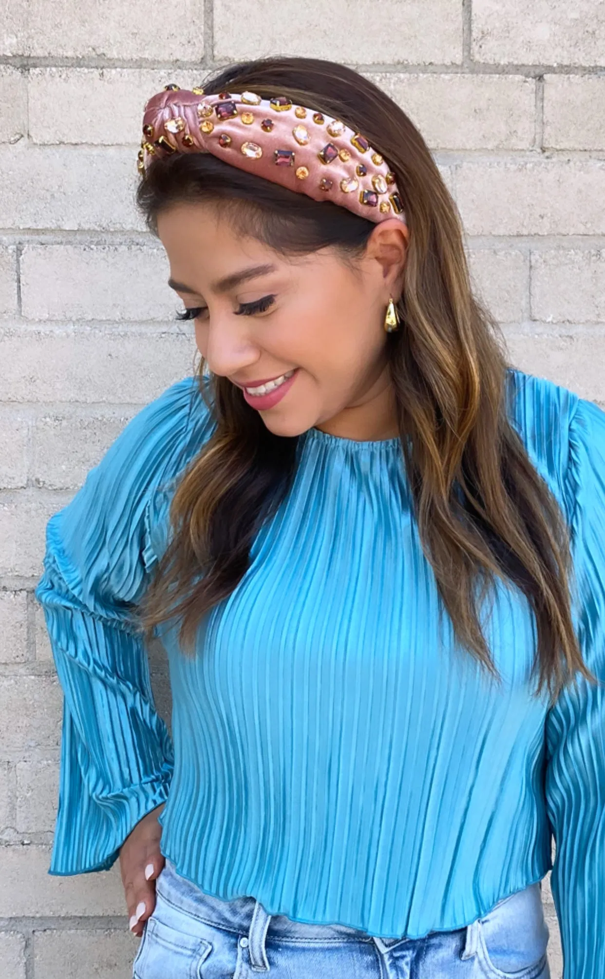 Taupe Velvet Jeweled Headband