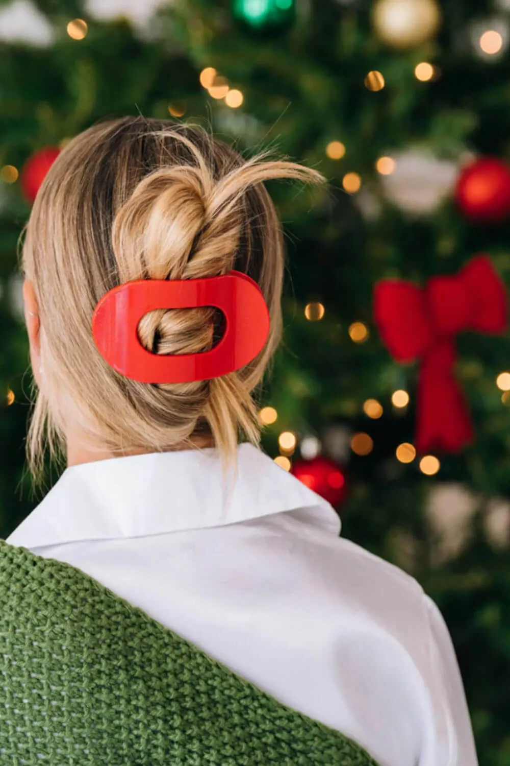 Teleties Large Flat Round Hair Clip in Rudolph Red | TT-FCL01-110
